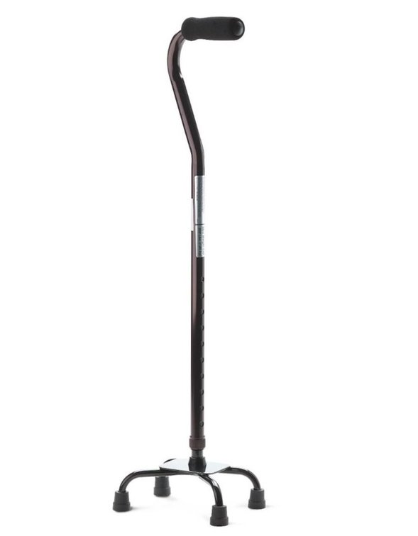 Medline Aluminum Quad Cane with Base Offset Handle, Small, 300lbs