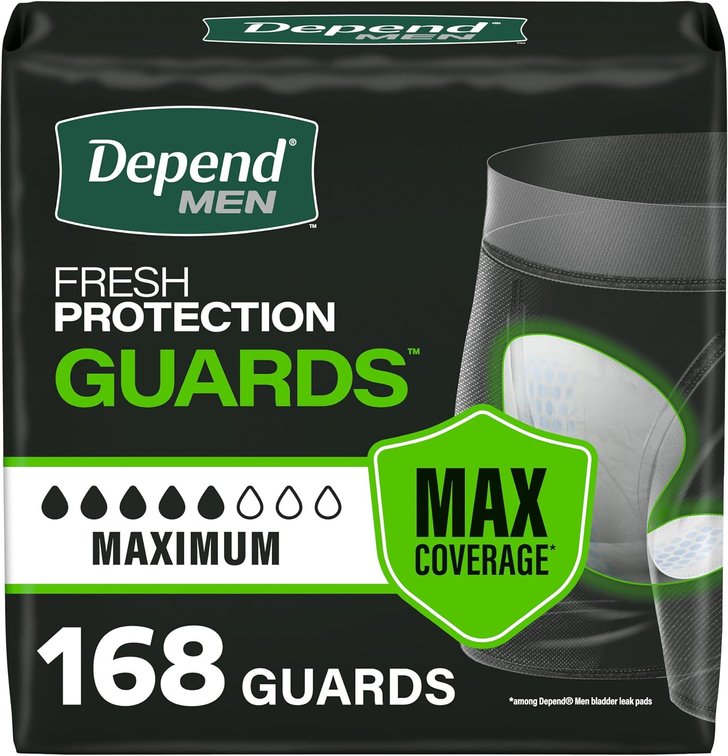 Depend Guards Incontinence Pads for Men, Absorbent, 168 Count
