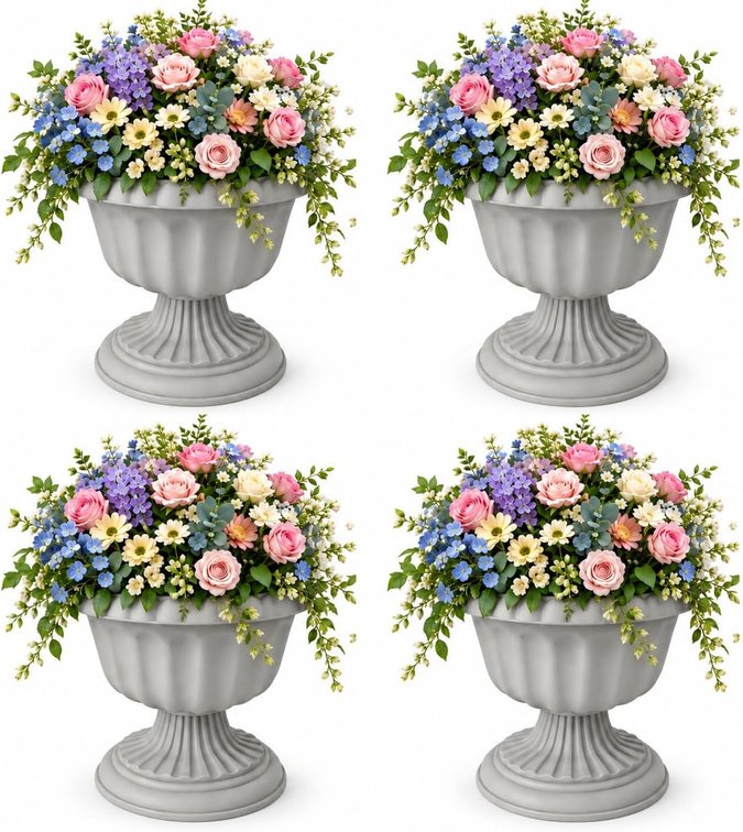 Usocik 10-Inch Outdoor Urn Planters, 4-Pack