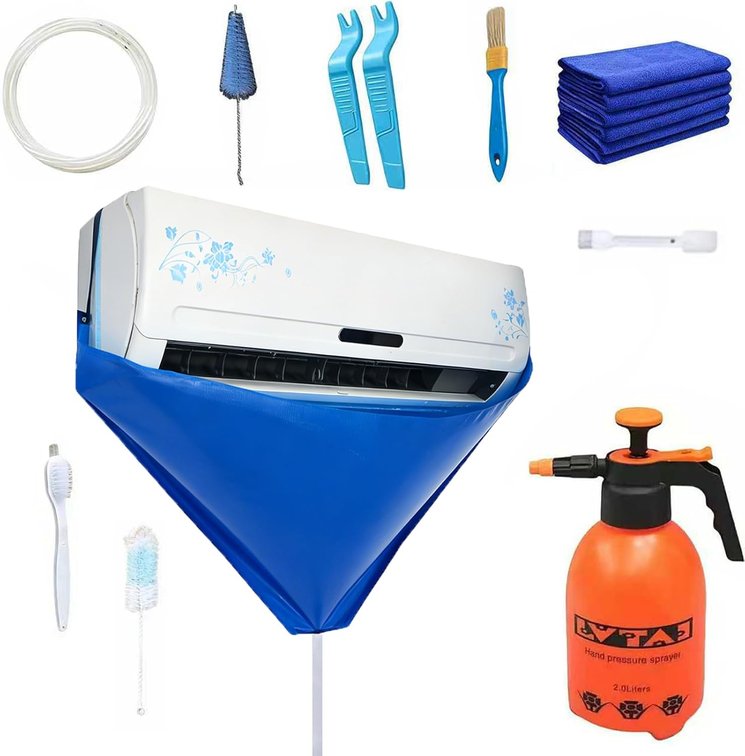 Air Conditioner Cleaning Kit 11pc with 2L Sprayer, Wall Mount