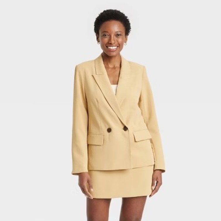 Women's Signature Crepe Slim Fit Blazer - A New Day Tan M - 5 pack