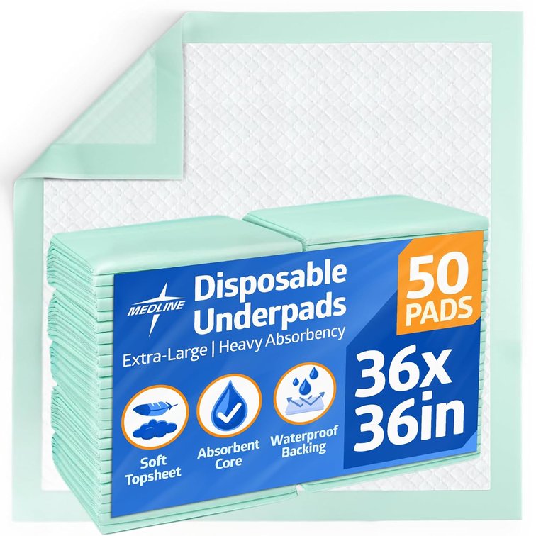 Medline Super Absorbent Underpad 36x36 50 Count Bed Pads