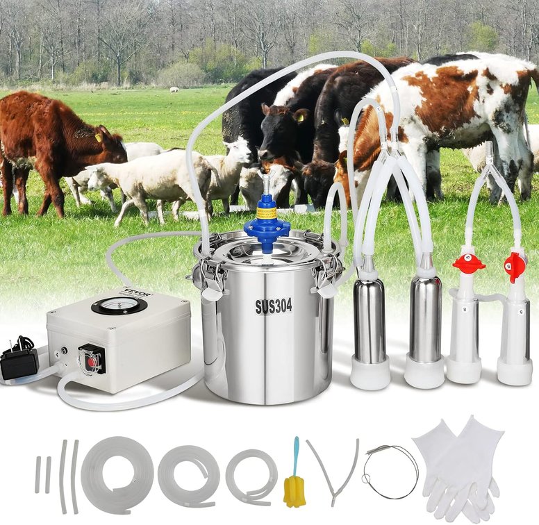 VEVOR Goat Milking Machine, 6L Stainless Bucket, Milker