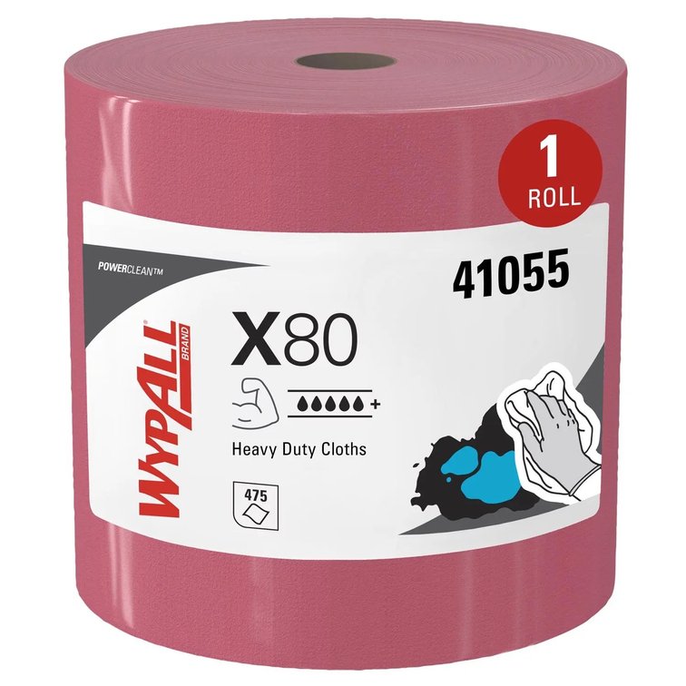 WypAll PowerClean X80 Wiping Cloth 12.5 x 12 in, 475 sheets