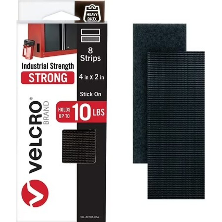 VELCRO Heavy Duty Fasteners 4x2 Adhesive Strips (8 Sets)