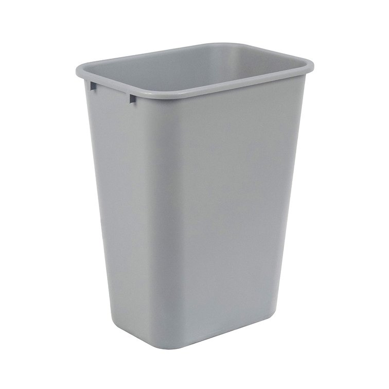Amazon Basics Rectangular Office Wastebasket, 10 Gal, Grey