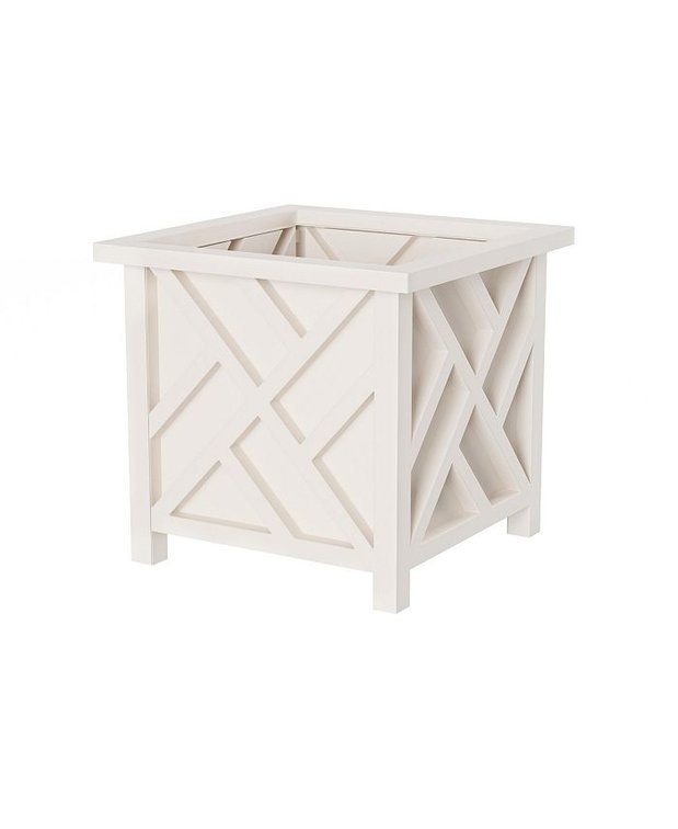 Pure Garden Lattice Planter Box, 14.75-Inch Square, White