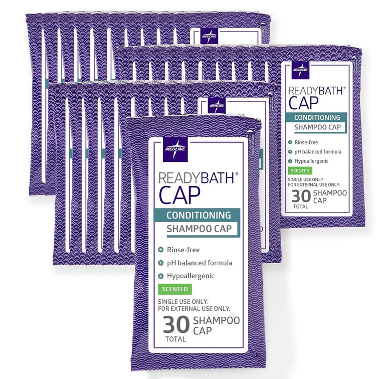 Medline ReadyBath Rinse-Free Shampoo Cap w/ Conditioner, 30