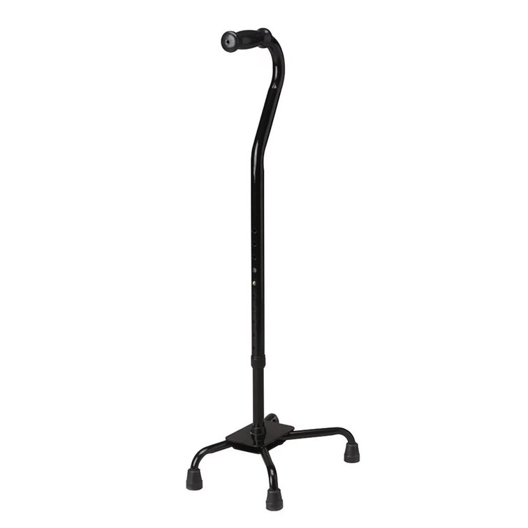 Medline Aluminum Quad Cane, Large Base 300 lb Capacity, Black