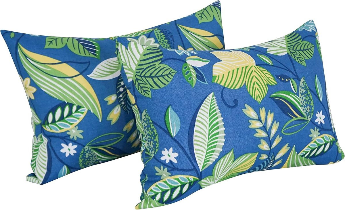 Blazing Needles Throw Pillows Set 2, 12x20, Caribbean