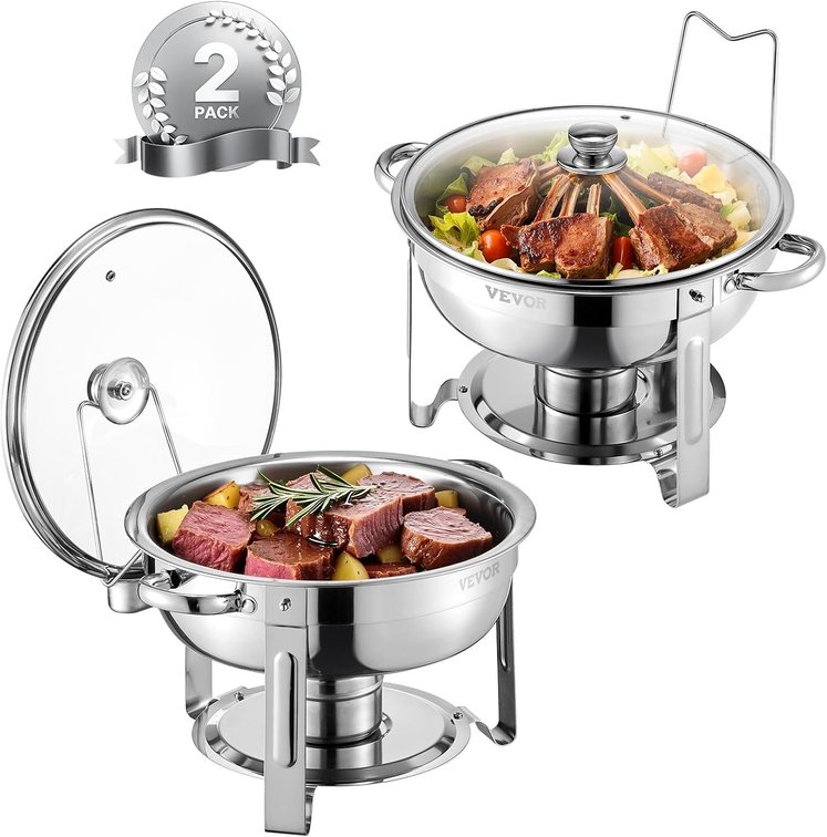 VEVOR Chafing Dish Buffet Set, 5 Qt, 2 Pack, Stainless