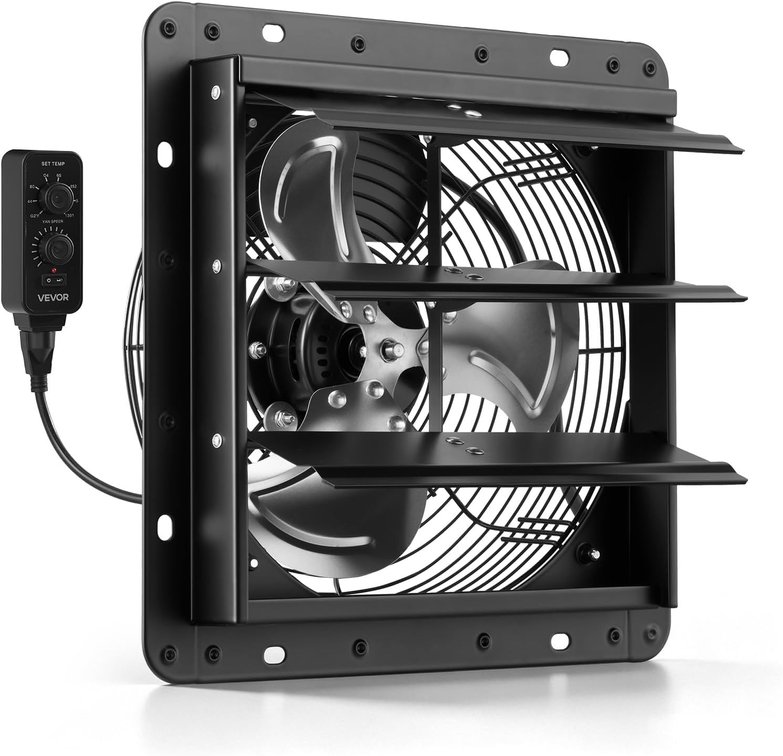 VEVOR 10in Shutter Exhaust Fan, Wall-Mount, Variable-Speed