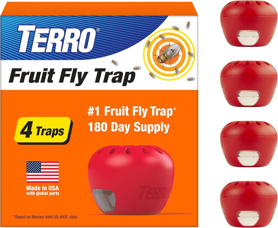 TERRO Fruit Fly Trap 4-Pack, 180-Day Lure Supply