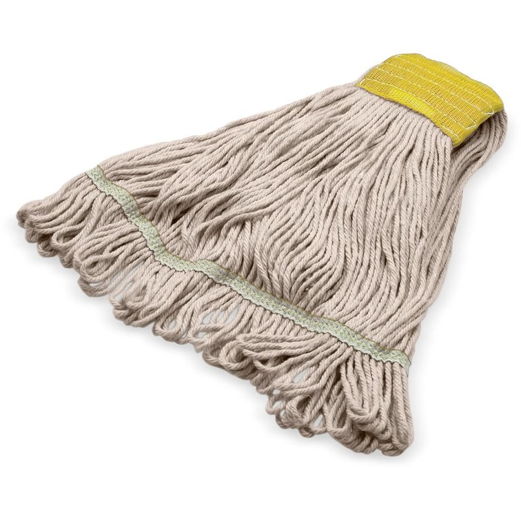 SPARTA FLO-PAC Cotton Mop Head, Loop-Ended, 5" Yellow Band
