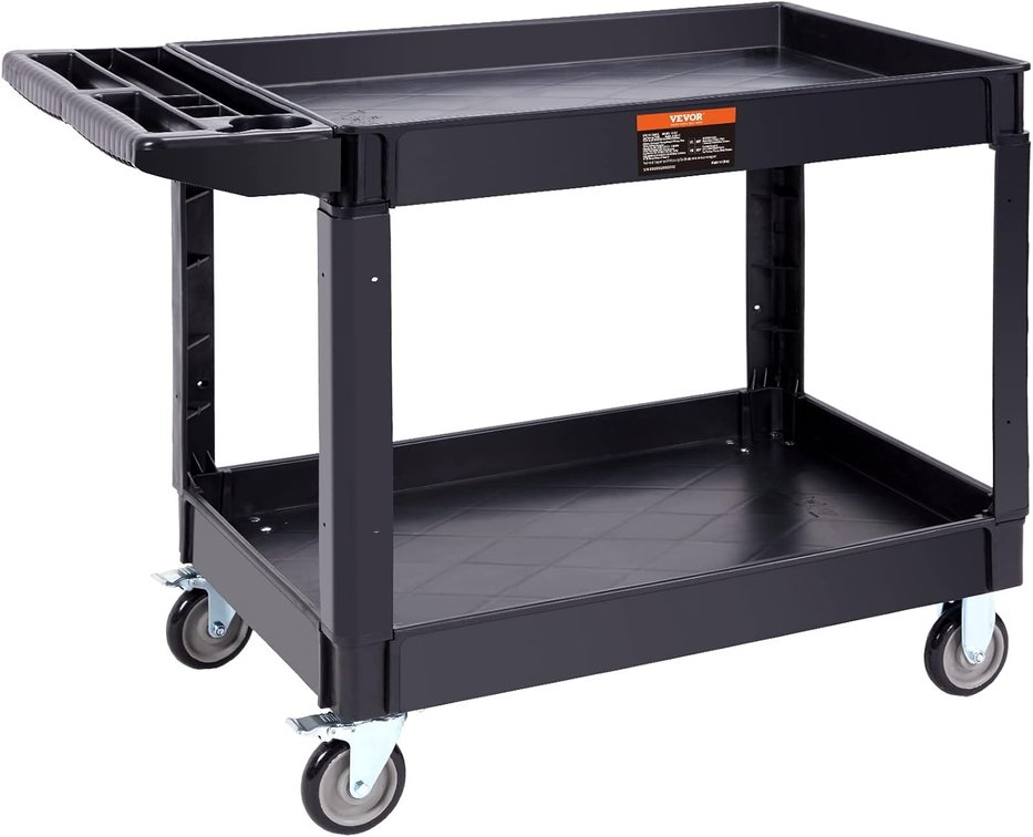 VEVOR Utility Service Cart, 2-Shelf, 550 lb Rolling Cart