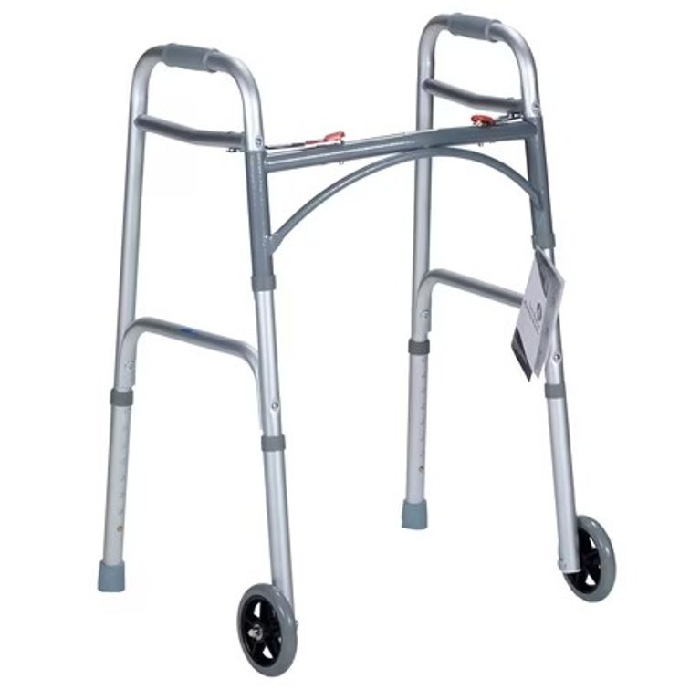 Dynarex Junior Folding Walker with Wheels, 32.5"H, 350 lb