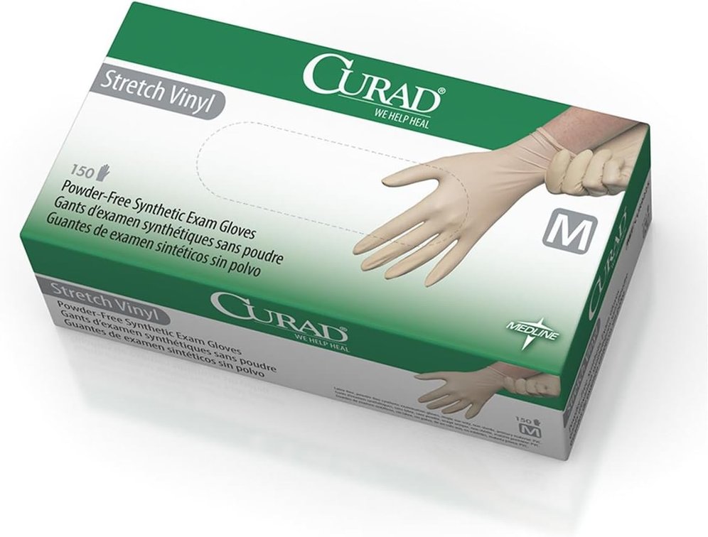 Curad Powder-Free Stretch Vinyl Exam Gloves