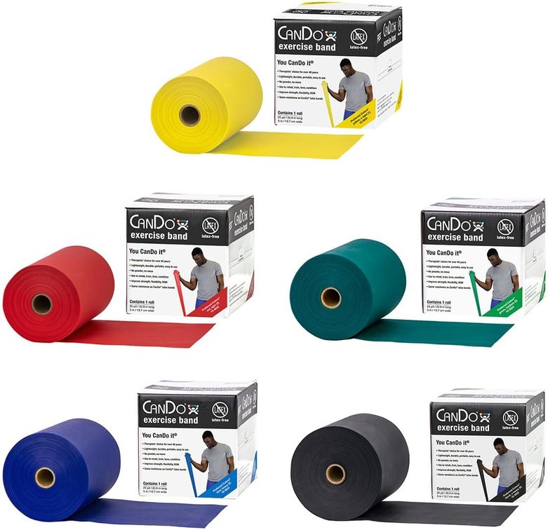 CanDo Latex-Free Exercise Band 5 Piece Set, 25 Yard