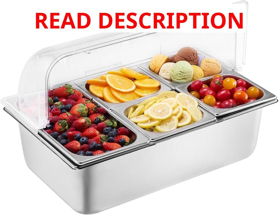 VEVOR Countertop Food Serving Container 5-Pan Dispenser