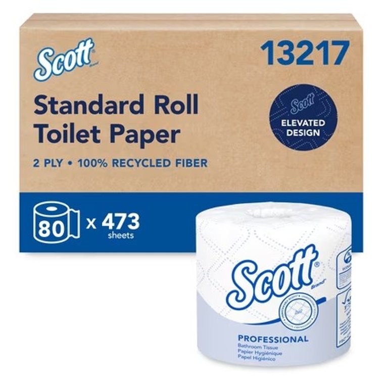 Scott Professional Recycled 2-Ply Toilet Paper, Bulk 80 Rolls
