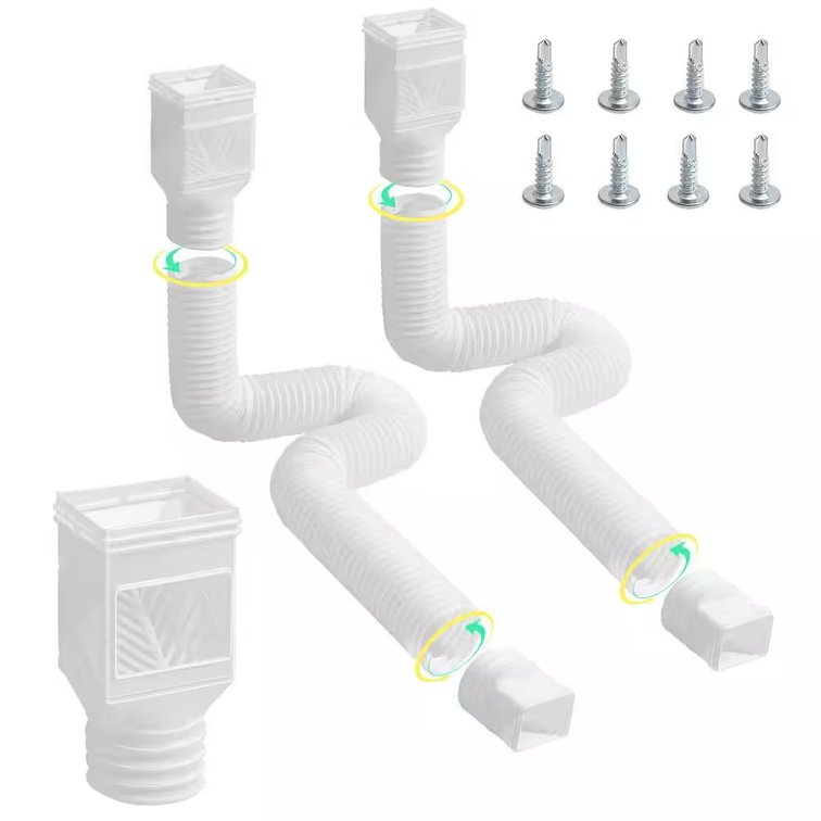 Rain Gutter Downspout Extensions, 2-Pack Flexible Extenders