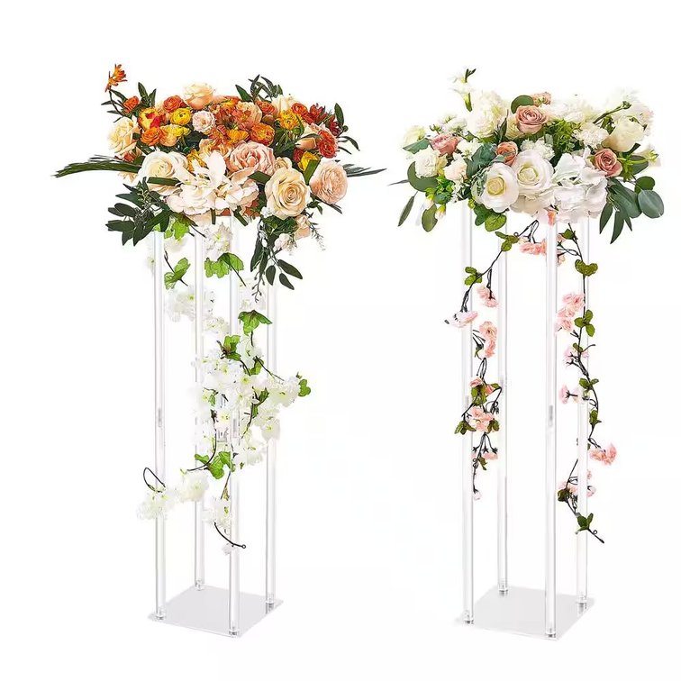 2 Pcs 31.5 in Wedding Flower Stand with Acrylic Vase