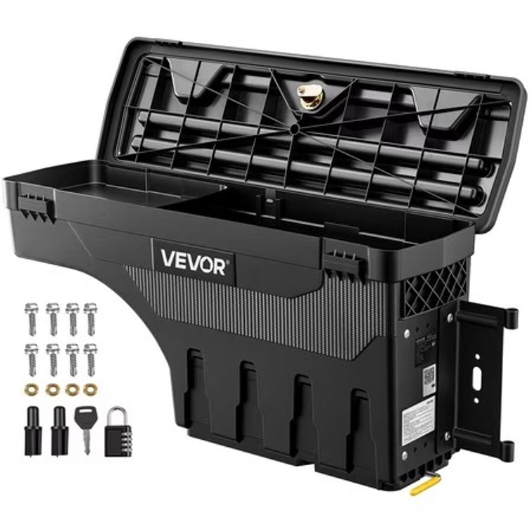 VEVOR Truck Bed Box 6.6 Gal Waterproof ABS, Anti-Theft, RH