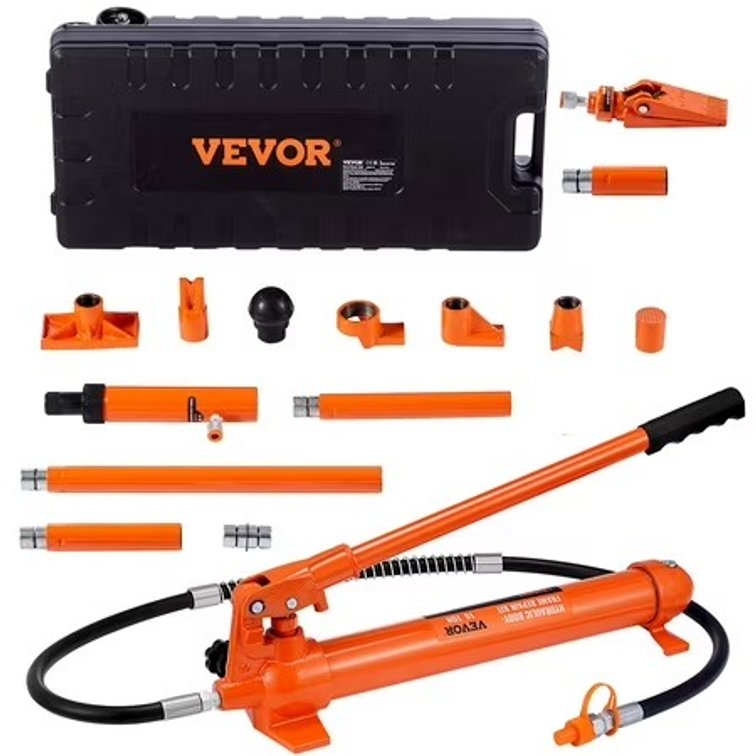 VEVOR 10 Ton Porta Power Kit with Hydraulic Ram, Pump, Hose