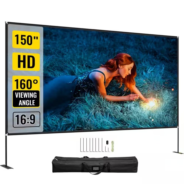 Projector Screen with Stand 150 in Portable 16:9 4K Outdoor