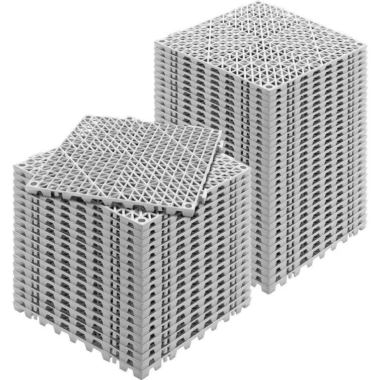 Interlocking Drainage Mat Tiles PVC Gym Flooring 12x12x0.6in