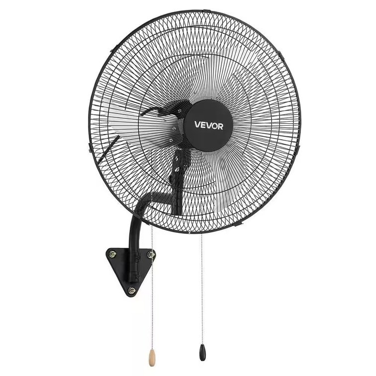 Wall Mount Fan 20 in. Hanging, 3-Speed, Angle, Black