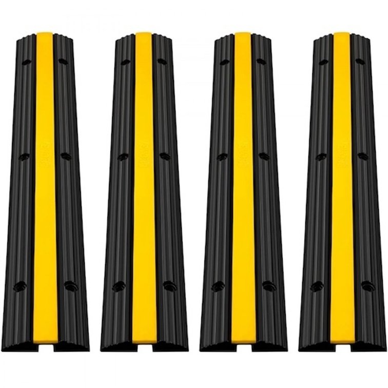 VEVOR 4 Pack of 1-Channel Rubber Cable Protector Ramps