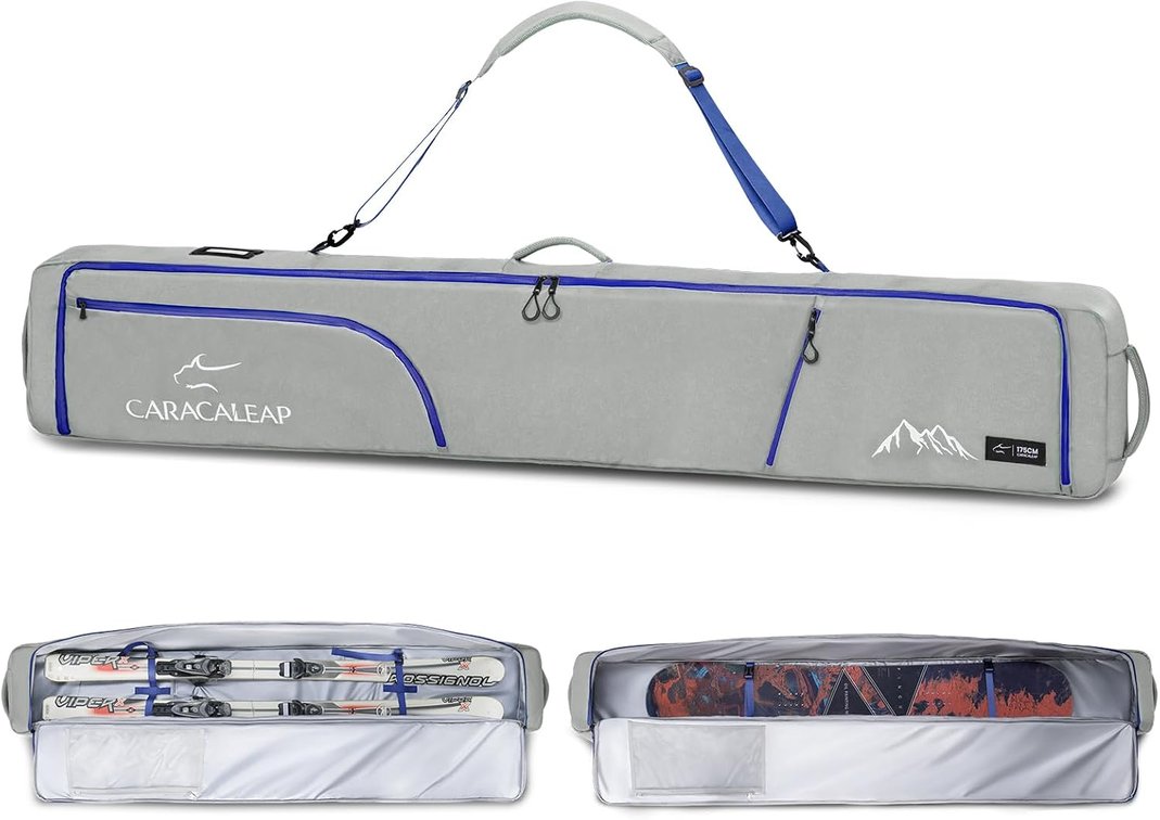 Padded Ski & Snowboard Travel Bag, 2-Pair, Water-Resistant