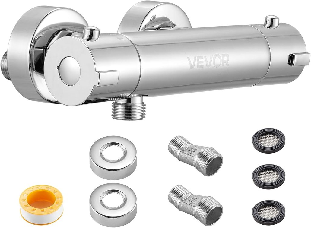 VEVOR Thermostatic Shower Faucet Valve, 100  Lock, Chrome