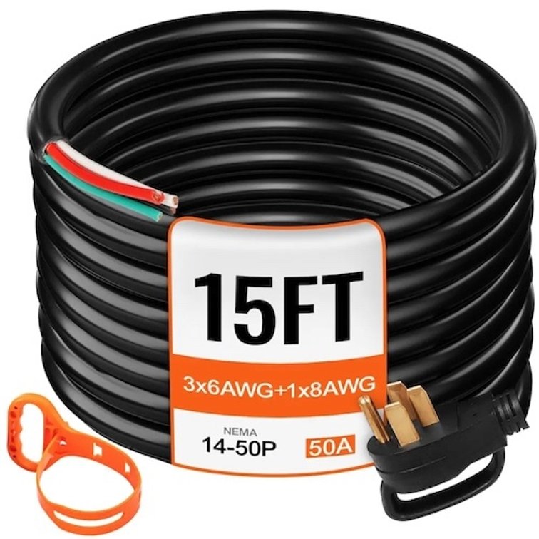 VEVOR 15 ft 50A RV Camp Power Cord Generator Cord
