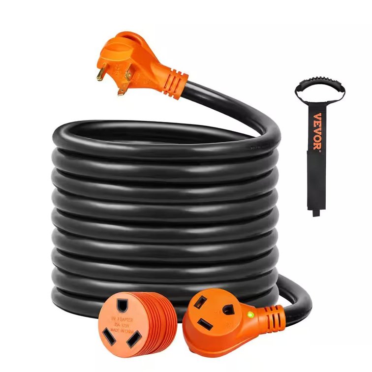 Power Cord 25 ft 30A RV Extension 10 AWG 125V TT-30R/TT-30P