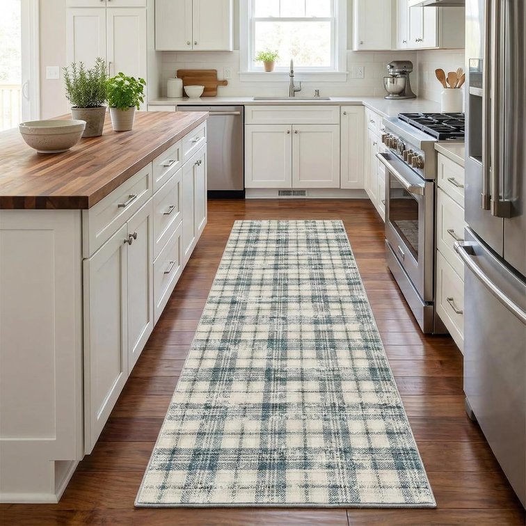 Garvee Washable Runner 2x6 Rug, Non-Slip Kitchen Blue/Beige