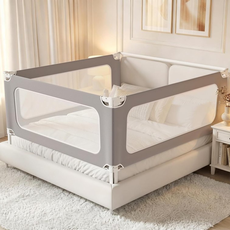 MagicFox King Bed Rail Guard, 3pc, Adjustable, Gray