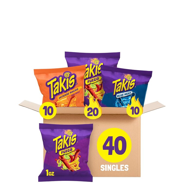 Takis Variety Pack 3-Flavor Rolled Tortilla Chips, 40 Count