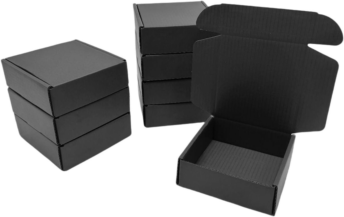 50 Pack 4.7x4.7x1.6 in Black Shipping Boxes