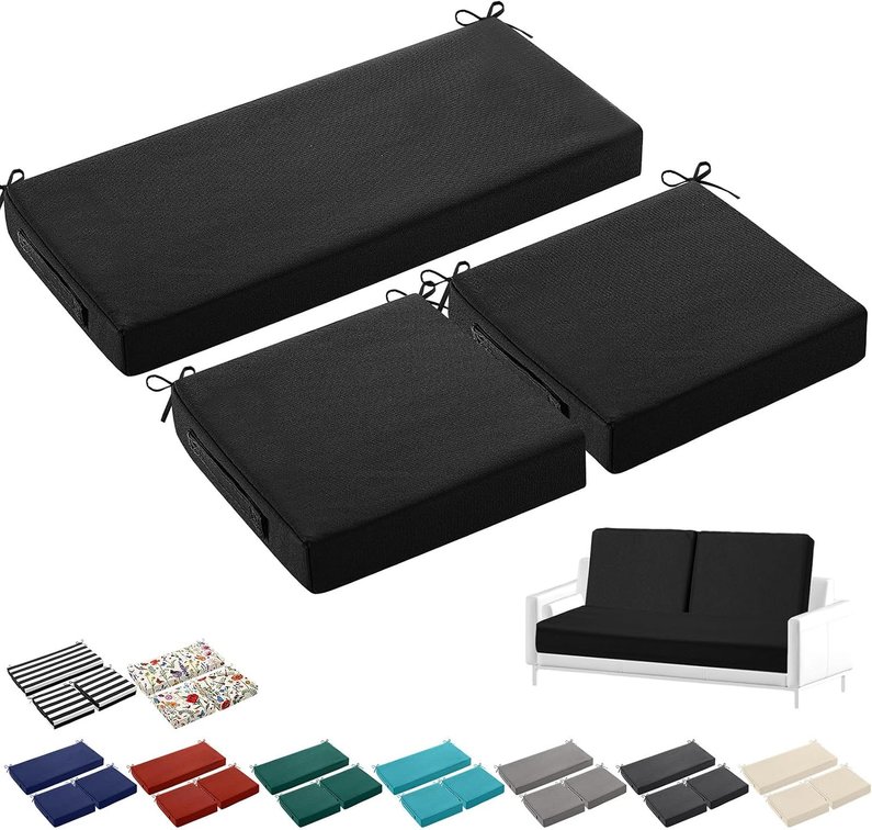 Leinuosen 3 Pcs Outdoor Chair Cushions Set 44x19 Waterproof