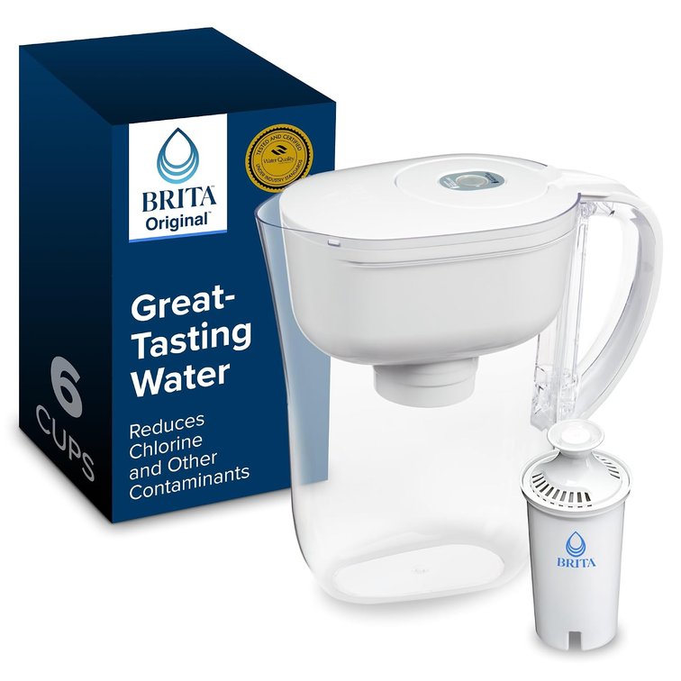 Brita Small 6-Cup Water Filter Pitcher, 1 Filter, White