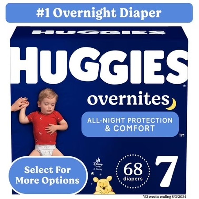 Huggies Overnites Absorbent Nighttime Diapers Size 7, 68 ct