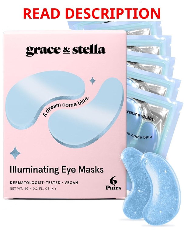 Grace & Stella Award-Winning Under Eye Masks - 6 Pairs, Blue