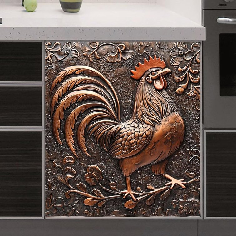 3D Embossed Rooster Magnetic Dishwasher Front Door Cover