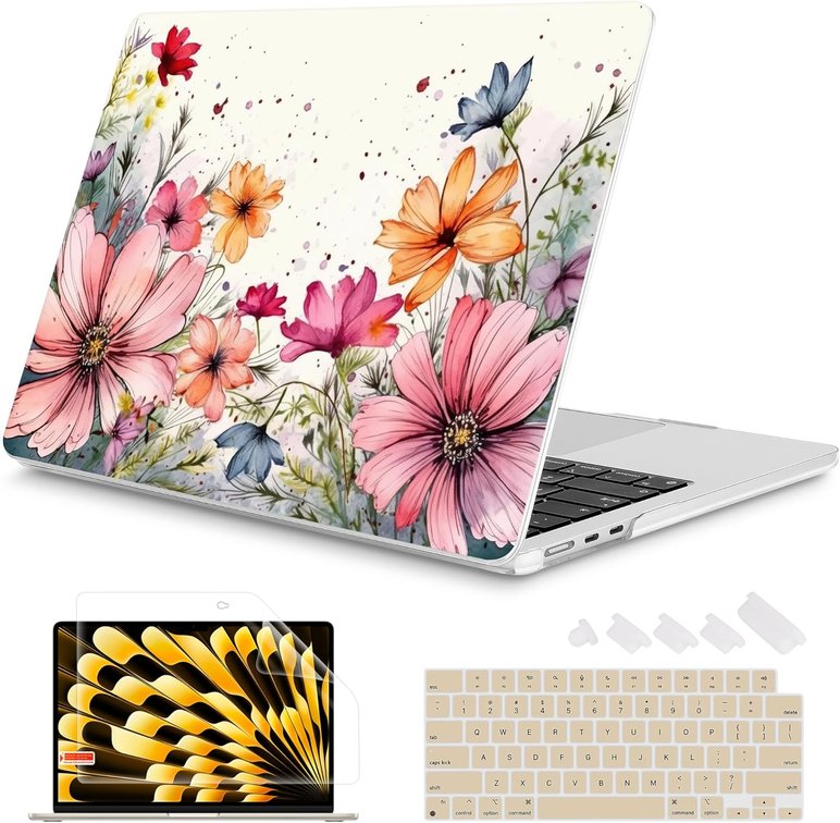 Mektron MacBook Air 15.3" Case Floral Print, Hard Shell