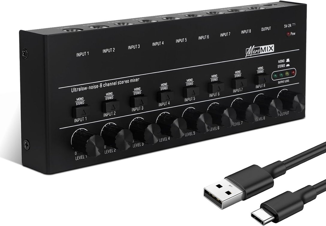 Horse 8-Channel Line Mixer, Low-Noise Sub-Mixer for Guitar