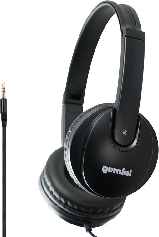 Gemini Over-Ear DJ Headphones, 40mm Drivers, Black (DJX-200)