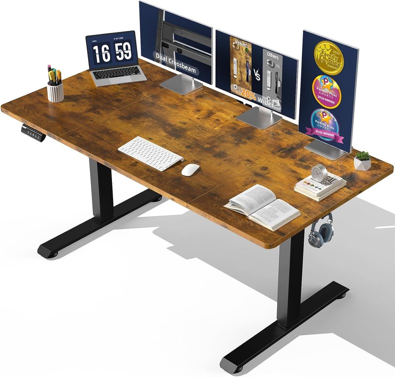 Veken 63"x28" Standing Desk, Electric Height Adjustable