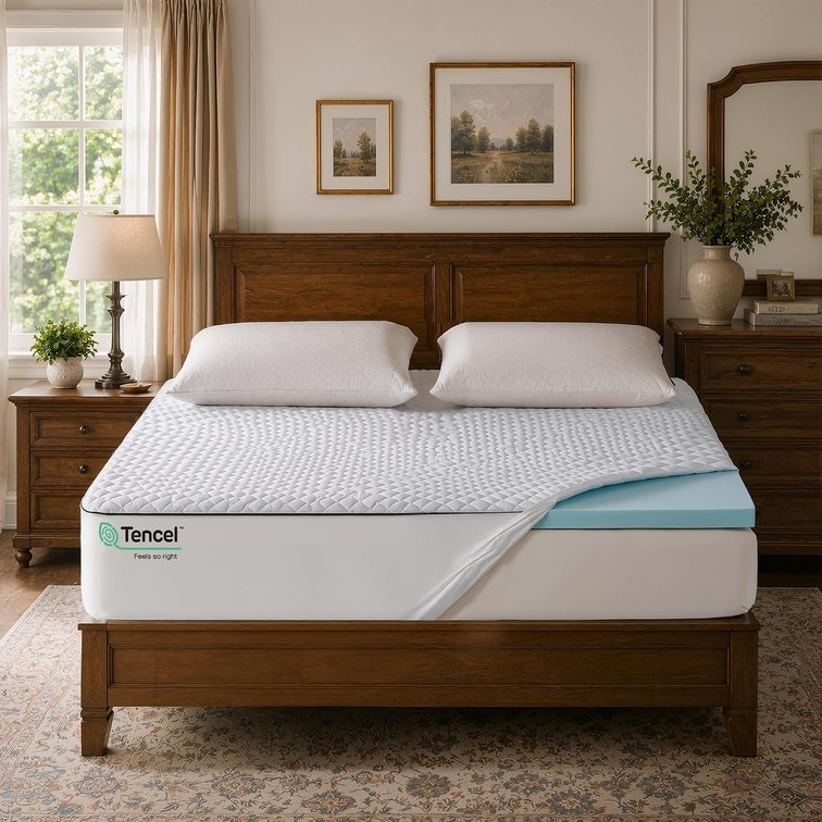Dual Layer Memory Foam Mattress Topper King Gel Cooling